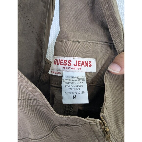 Guess Capri Overalls Y2K Brown Olive Khaki Size Medium Steampunk RARE (L04) - Picture 6 of 9
